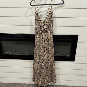 Cupshe Spotted Maxi Dress in Tan and Black